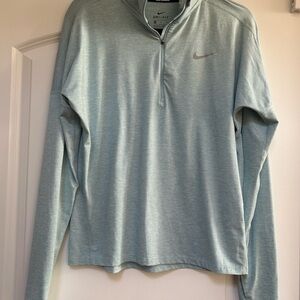 Nike Pullover Womens Sz M Blue Solid Gym 1/4 Zip Dri Fit Running Reflective Top